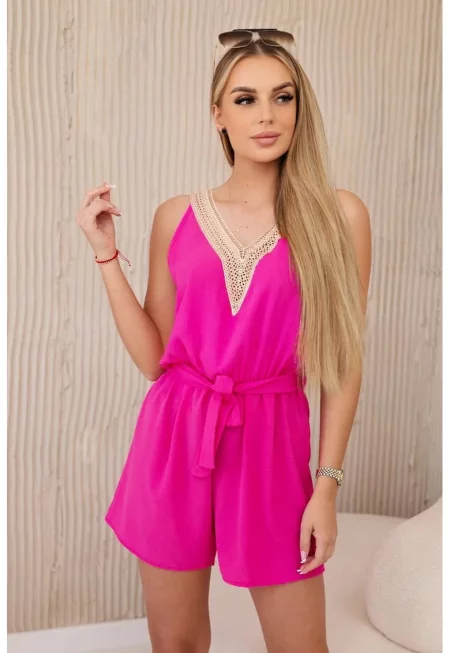 Къс гащеризон с дантела - един размер