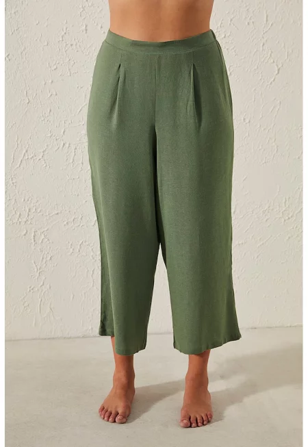 Къс плажен панталон с висока талия - Зелен