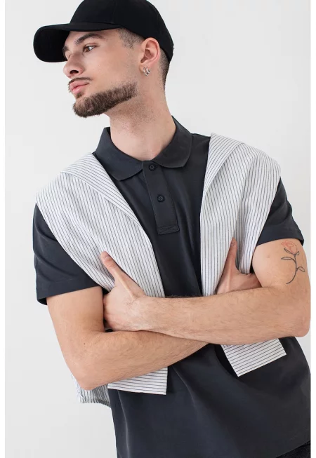 Къси дънки със средна талия - Tъмносив