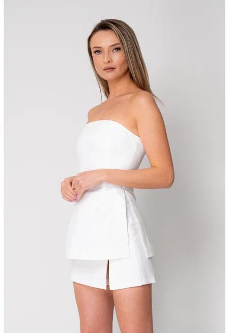 Комплект топ и пола-панталон Off White 16617 - Бял