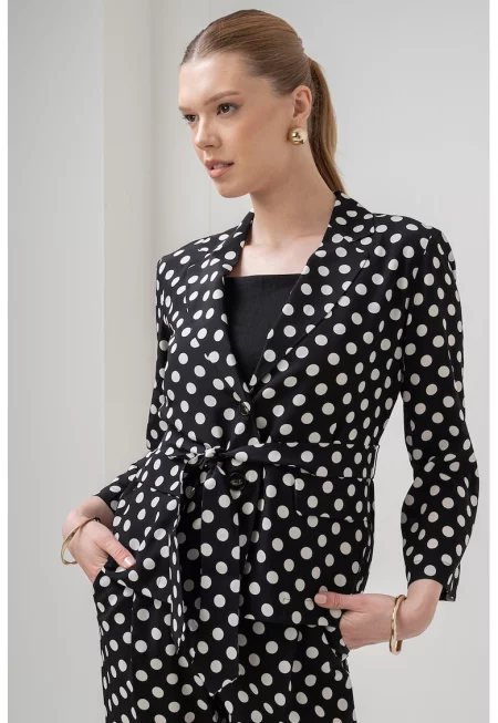 Копринено сако Livia с десен - Бял/Черен