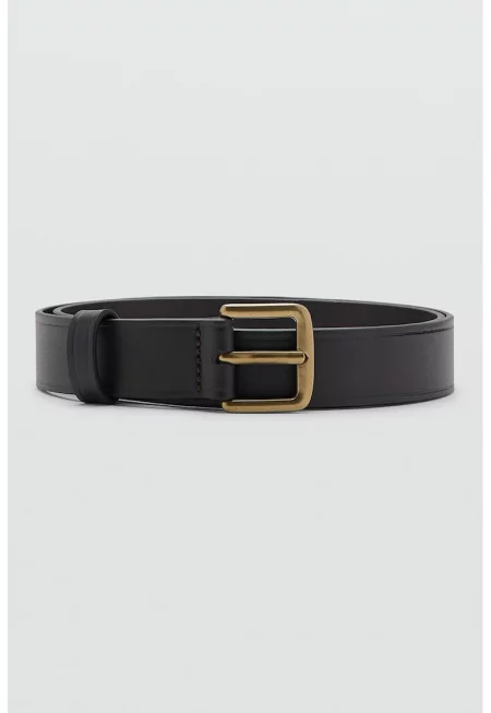 Кожен колан с метална тока - Тъмнокафяв