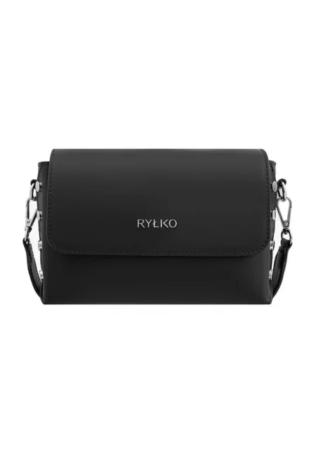 Кожена чанта през рамо с презрамка с верижка - Черен