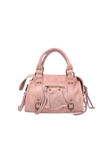 Кожена чанта за рамо от еко кожа - Розово