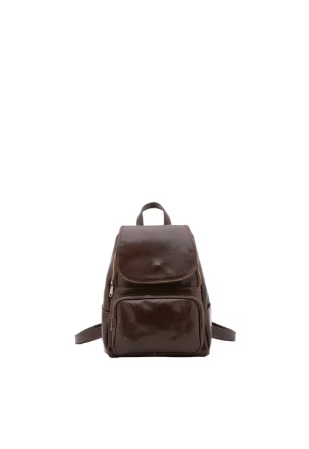 Кожена раница с регулируеми презрамки - Тъмнокафяв