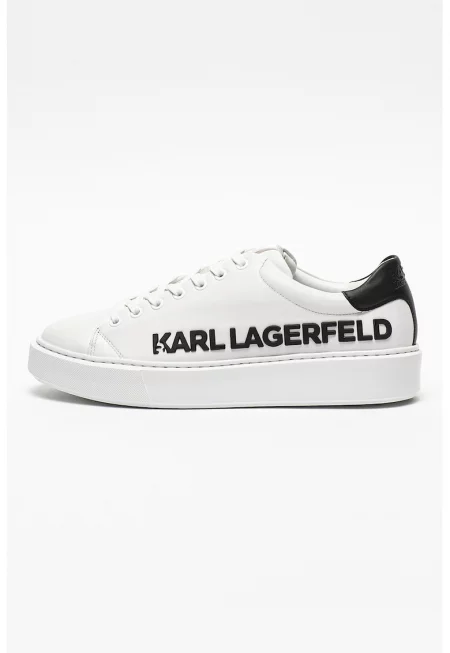 Кожени спортни обувки Maxi Kup с лого - Бял