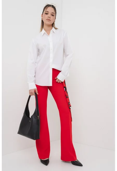 Леко разкроен панталон с ръб - Червен