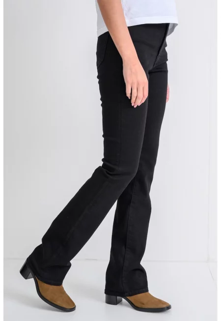 Леко разкроени дънки с висока талия - Черен