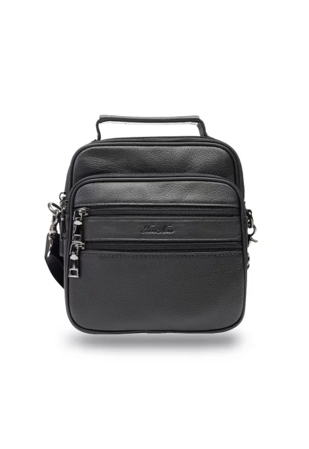 Мъжка чанта от естествена кожа -  черна - Roroc