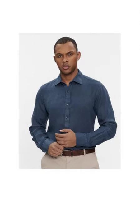 Мъжка риза -  303514051 - Лен - Син - Син