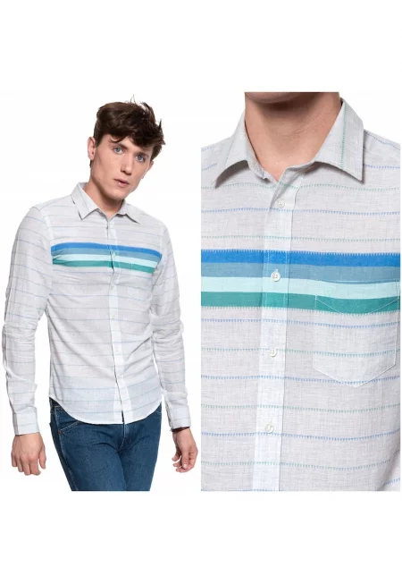 Мъжка риза -  с дълъг ръкав и 1 джоб - кройка: Slim Fit - закопчаване: копчета - състав на материала: 100% памук - брой джобове: 1 - бежов меланж - 1 ...