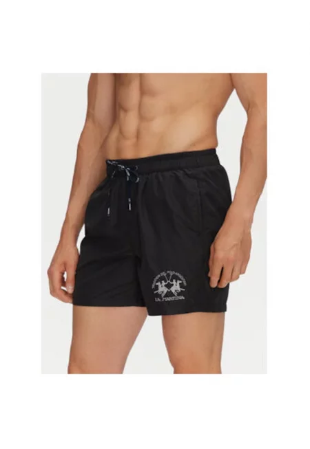 Мъжки бански шорти  PL115 - полиестер - черни - Черен