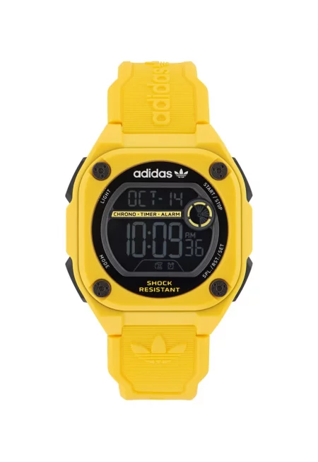 Мъжки часовник  CITY TECH TWO - 45 мм - жълт - каишка от смола - водоустойчив 10 ATM