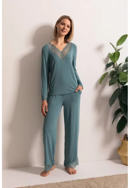 Пижама с модал и дантела Alma - Персийско зелено