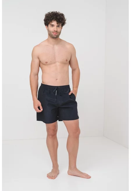 Плувни шорти с връзка и джобове - Черен/Ултрамарин синьо