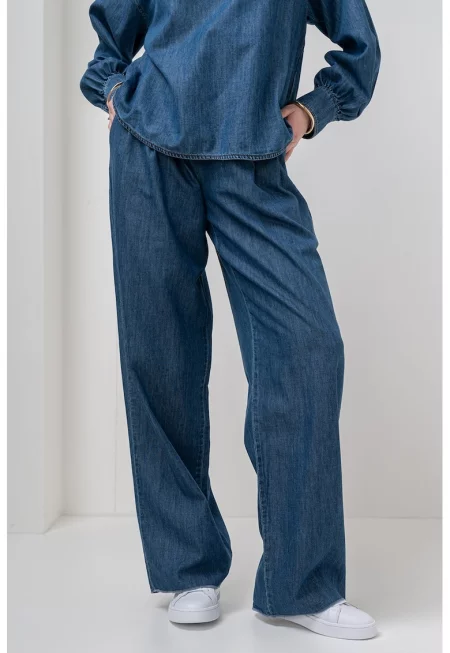 Прави дънки с джобове - Син