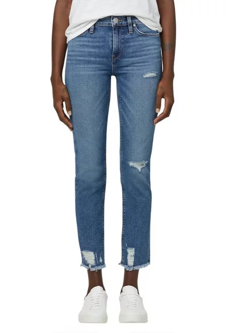 Прави накъсени дънки с висока талия - Син