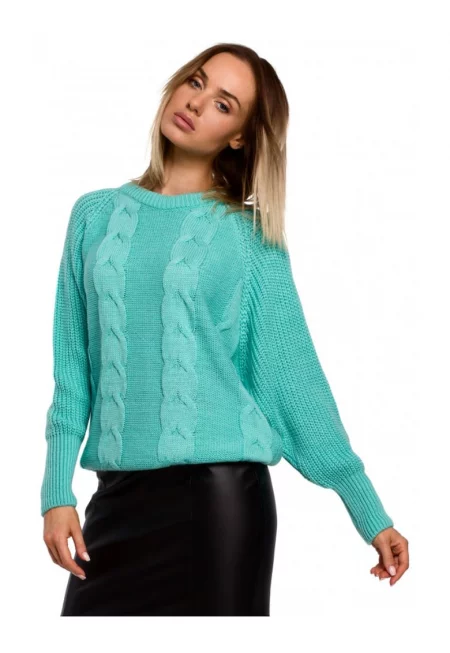 Пуловер с лилави ръкави  Акрил - Полиамид - Син