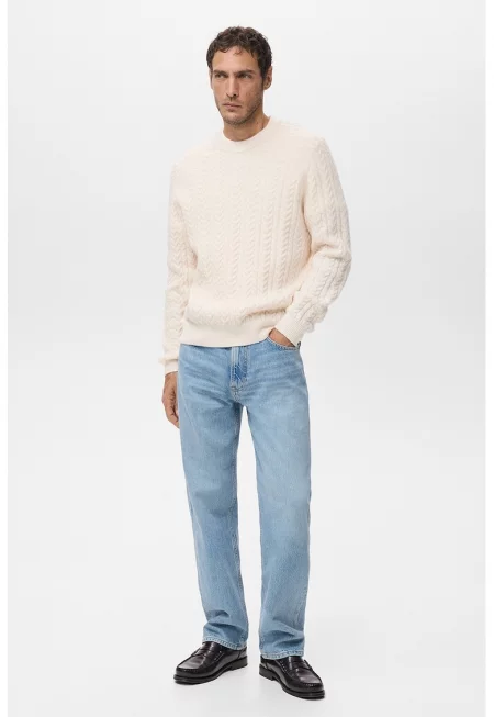 Пуловер с вълна - Крем