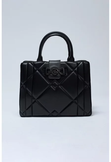 Ръчна чанта от еко кожа с отделяща се презрамка-верижка - Черен