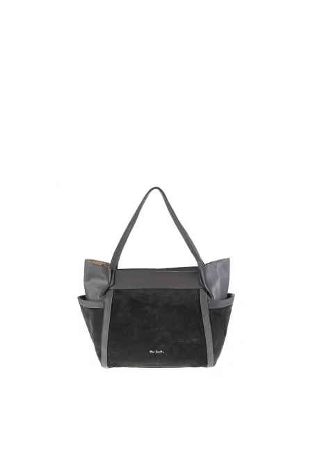 Ръчна чанта Sereia от кожа и велур - Сив