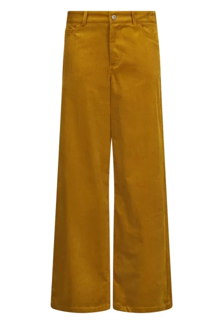 Разкроен панталон с модал - Синапено жълто