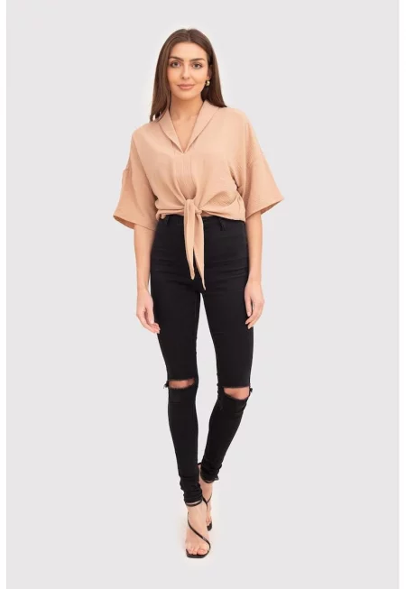 Риза с V-образно деколте Ta572 - Бежов