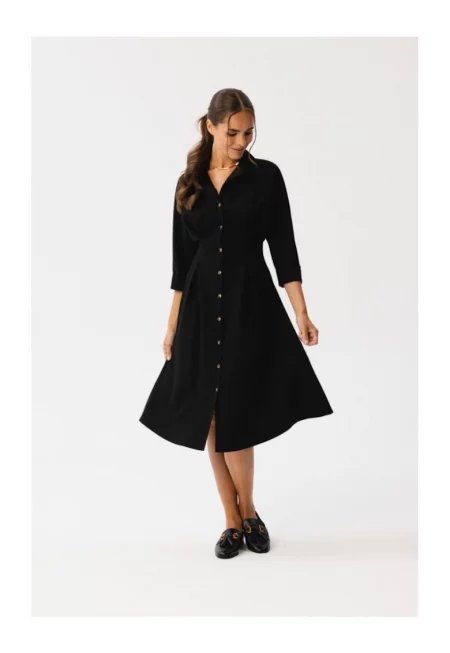 Рокля Emery с плисета на талията -