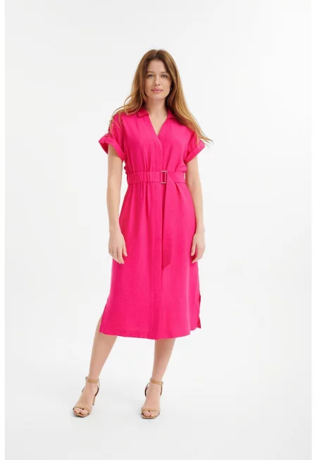 Рокля-риза с колан - Фуксия