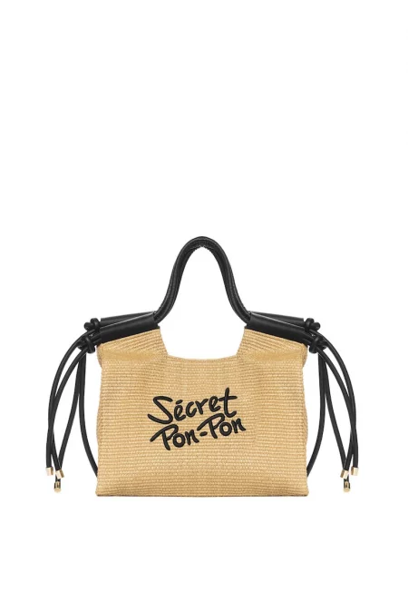 SECRET PON PON. - Шопинг чанта Nimue Lux с лого - Черен/Бежов