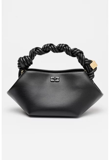 Шестоъгълна чанта през рамо от екологична кожа - Черен