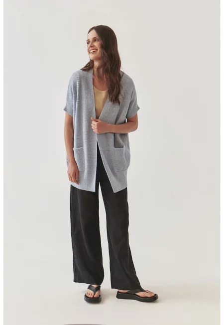 Широка жилетка с вълна и джобове