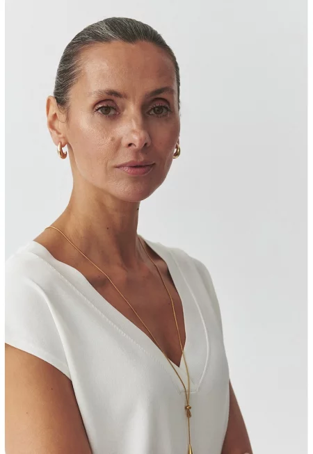 Шпиц блуза с изчистен десен - Мръснобял