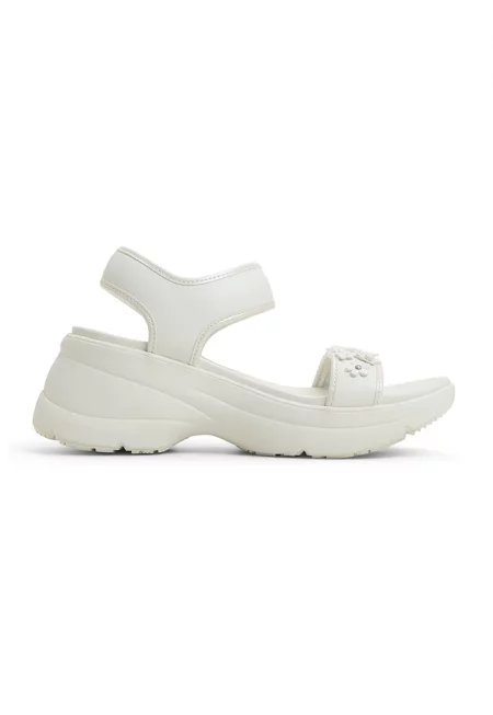 Скосени сандали Camomille от еко кожа - Мръснобял