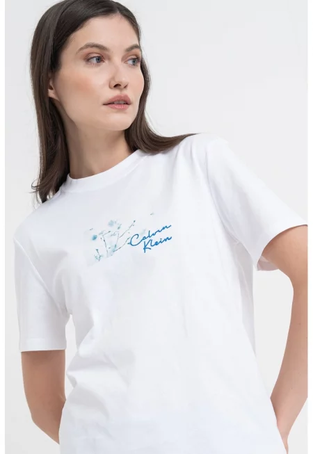 Тениска от памук с овално деколте