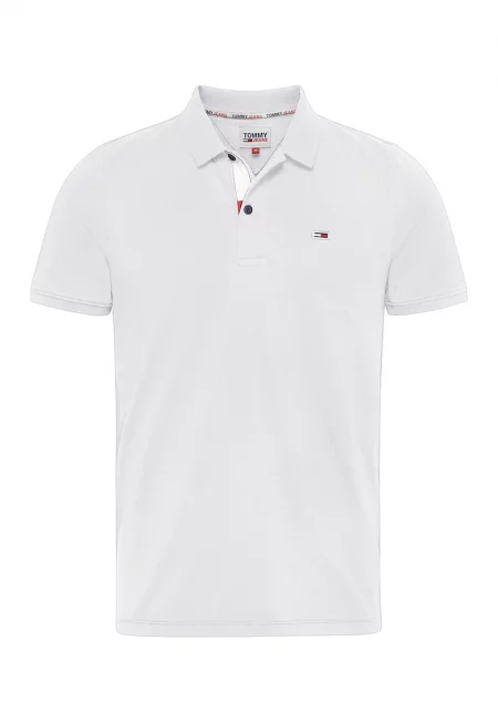 Тениска с яка и лого - Бял