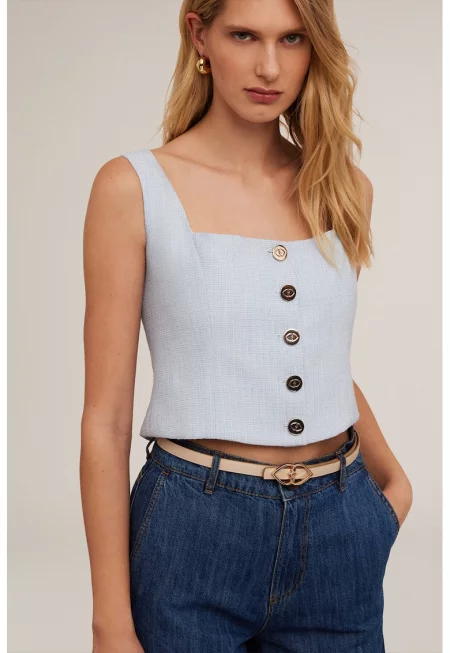 Топ с копчета - Ледено синьо