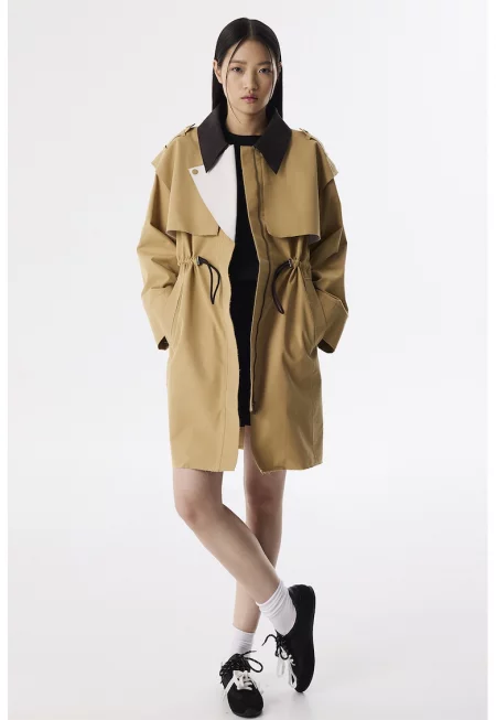 Тренч с цип и класическа яка - Камел