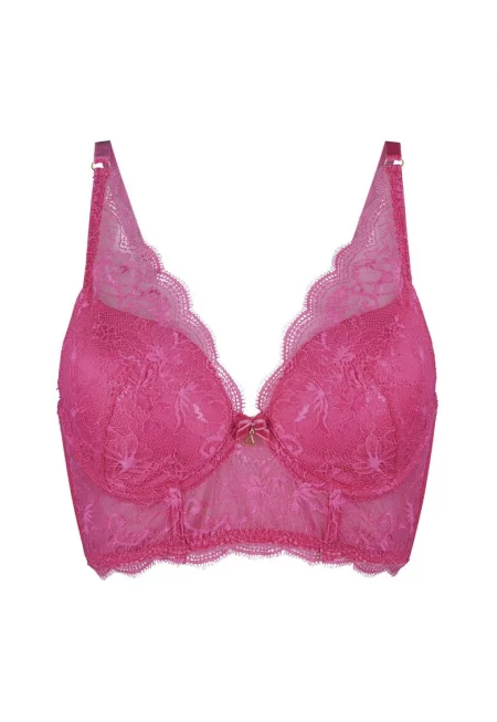 Триъгълен сутиен с дантела - Розово