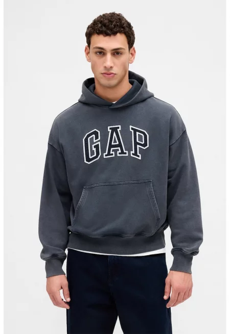 Уголемено худи с джоб кенгуру - Бял/Ултрамарин синьо/Прашно синьо