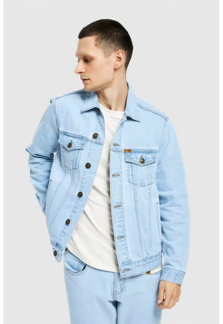 Унисекс яке от деним с джобове - Светлосин