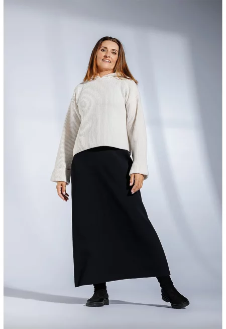 Вълнен пуловер Neve с качулка - Бял