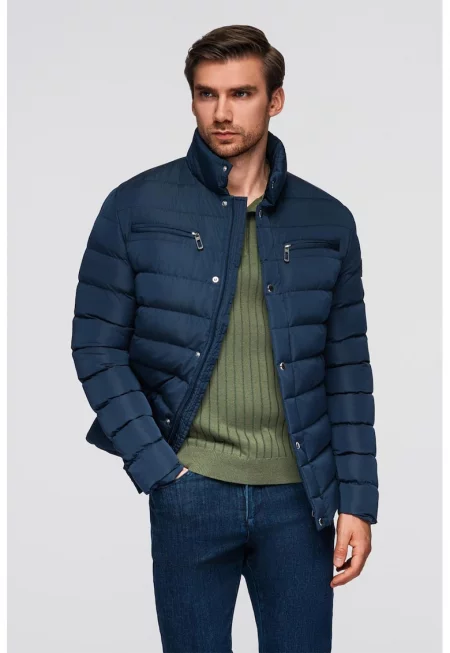 Ватирано яке с висока яка и ципове на гърдите  OM-JALP-0260