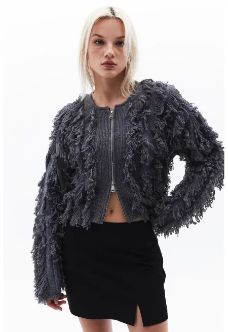 Жилетка с цип и ресни