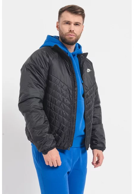 Зимно яке с цип и ръкави реглан - Черен