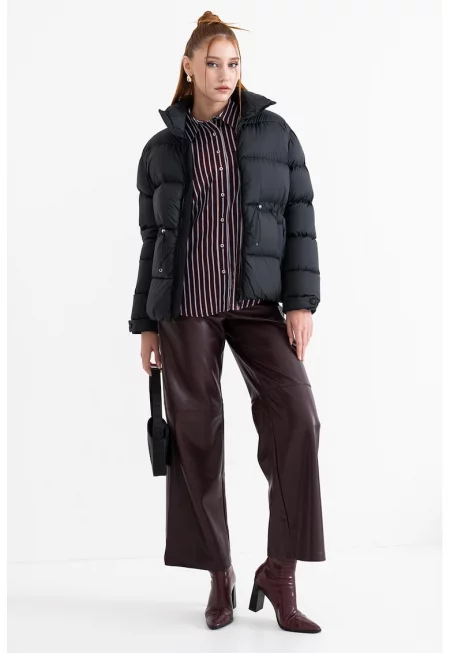 Зимно яке с висока яка - Черен