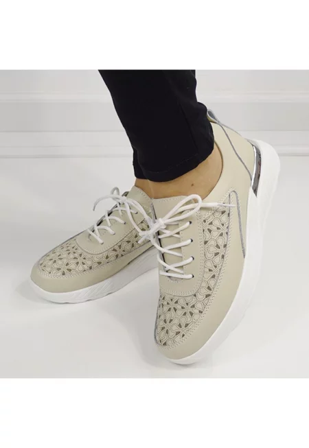 Бежови маратонки от естествена кожа 5108 M7 16462