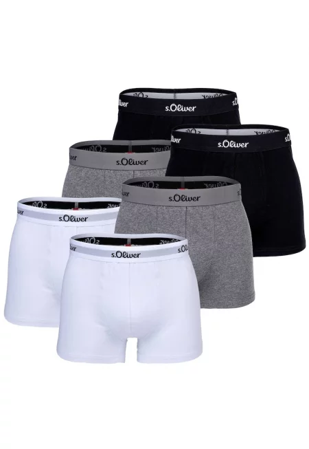 Боксерки 20449 с лого на талията - 6 чифта - Бял/Черен/Сив