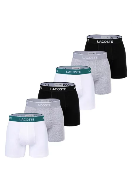 Боксерки с лого - 6 чифта - Бял/Черен/Сив