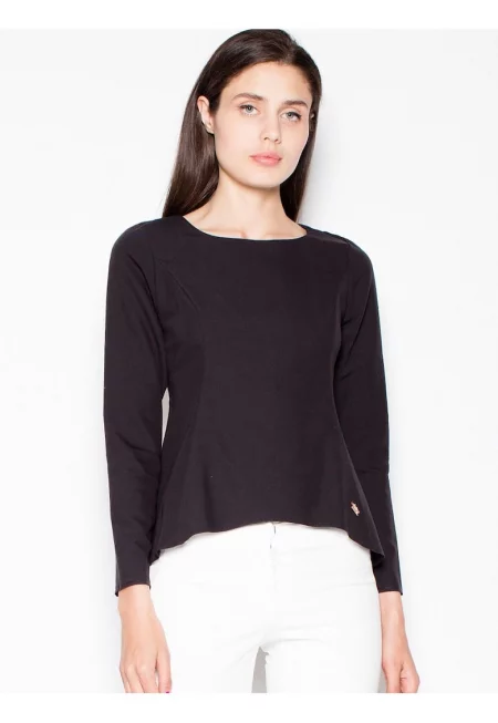 Дамска блуза  асиметрична - черна - 65% полиестер - 35% вискоза
